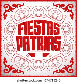 Fiestas Patrias - Texto de las Fiestas Nacionales, tema del Perú: Banner de celebración patriótica, color de la bandera peruana