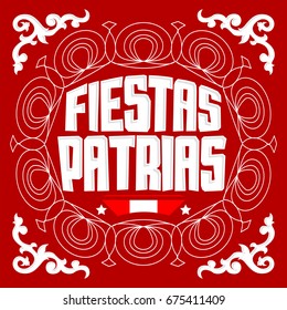 Fiestas Patrias - National Holidays spanish text, Peru theme patriotic celebration banner, Peruvian flag color