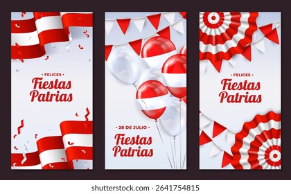 Fiestas Patrias Realistic Vertical cards Set