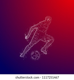 Fifa Football Player Playing in russia Dotted Concept Red Background. Russia FIFA world cup 2018 Concept Design background