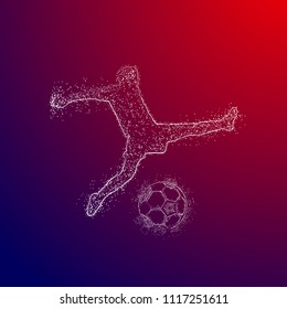 Fifa Football Player Playing in russia Dotted Concept Red Background. Russia FIFA world cup 2018 Concept Design background