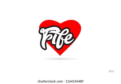 fife city text design with red heart typographic icon design suitable for touristic promotion