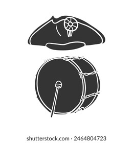 Fife and drum corps Icon Silhouette Illustration. Music Band Vector Graphic Pictogram Symbol Clip Art. Doodle Sketch Black Sign.