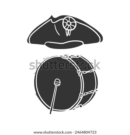 Fife and drum corps Icon Silhouette Illustration. Music Band Vector Graphic Pictogram Symbol Clip Art. Doodle Sketch Black Sign.