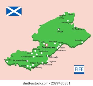 Mapa de la región de Fife en Escocia. Ilustración del vector