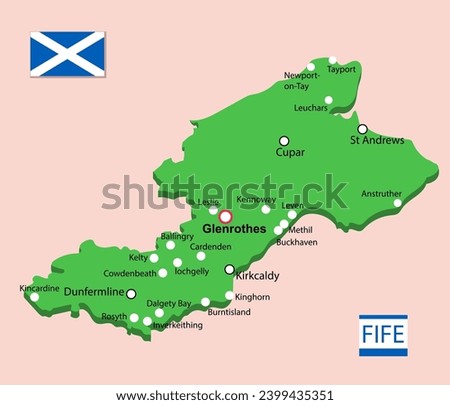 Fife region map in Scotland. Vector illustration