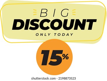 Fifteen 15 percent big discount sale banner label yellow