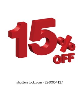 fifteen 15 percent off 3d vector illustration 