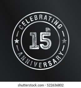 Fifteen anniversary celebration logotype. 15th anniversary logo collection. Anniversary label. Anniversary logo template. Anniversary sign. Vector Illustration