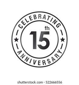 Fifteen anniversary celebration logotype. 15th anniversary logo collection. Anniversary label. Anniversary logo template. Anniversary sign. Vector Illustration