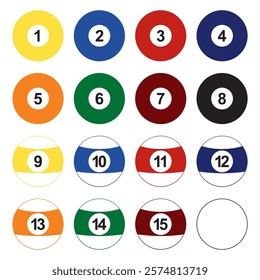 fifteen billiard balls vector illustration