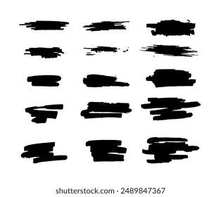 Fifteen black vector brushes set.