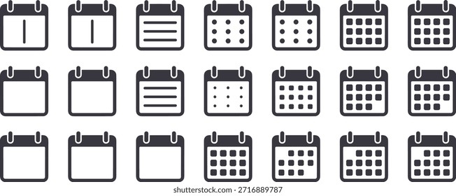 Fifteen calendar with various date and note symbols
