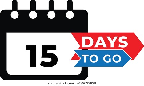 Fifteen days to go countdown calendar icon illustration