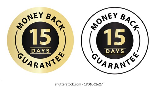 fifteen days money back guarantee concept. 15 days money back guarantee vector icon.