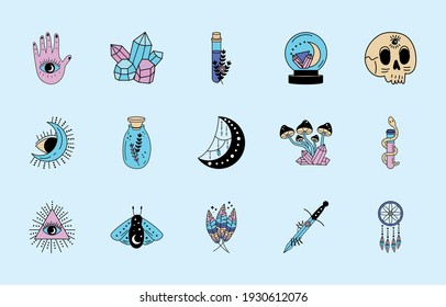 fifteen esoteric magic set icons