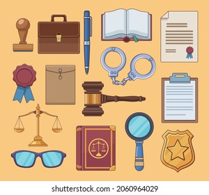 fifteen justice law set icons