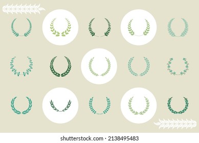 fifteen laurel wreaths set icons