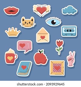 fifteen love patches set icons