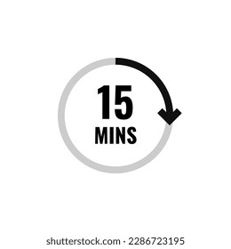 Fifteen Minutes Clock Count Simple Vector Icon