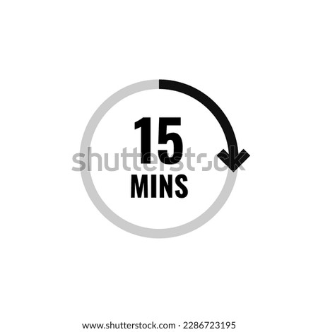 Fifteen Minutes Clock Count Simple Vector Icon