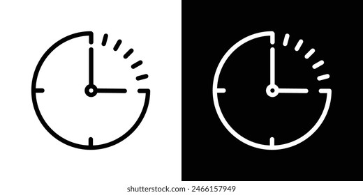 Fifteen Minutes Icon Set. Symbols for Quarter Past the Hour and Time Markers.