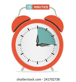 Fifteen Minutes Stop Watch - Alarm Clock Vector Illustration 