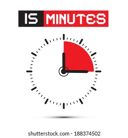 Fifteen Minutes Stop Watch - Clock Vector Illustration