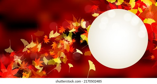 Fifteen nights Moon viewing Autumn leaves background