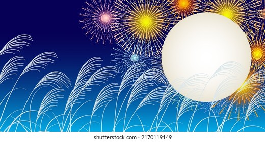 Fifteen nights Moon viewing Fireworks background