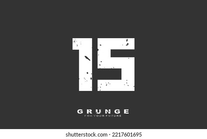 FIFTEEN Number grunge for identity. font template vector illustration for your brand.