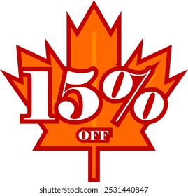 Fifteen Percent Discount Fall Sale Vector