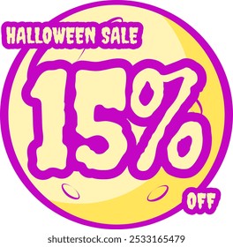 Fifteen Percent Discount Halloween Sale Vector