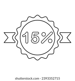 Fifteen Percent Discount In Outline Style