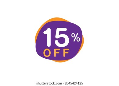 fifteen percent off or 15 percent Discount sale off tag logo design vector illustration