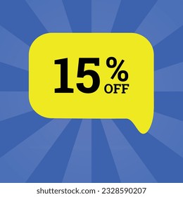 fifteen Percent OFF discount, yellow, blue, sale 