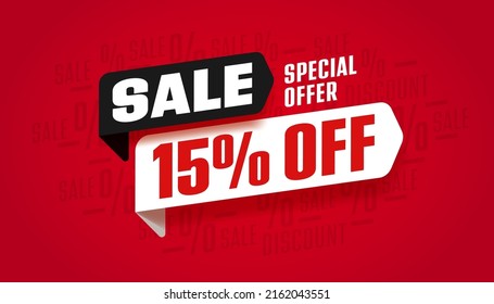 Fifteen percent off sale special offer poster design for event promotion