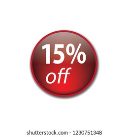 Fifteen persent off vector button, web design element