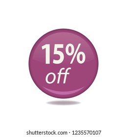 Fifteen persent off vector button, web design element