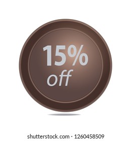 Fifteen persent off vector button, web design element