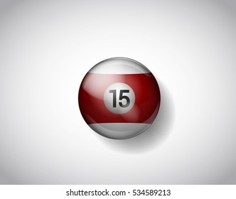 Fifteen red ball pool. Vector illustration billiards isolated. 15 Ball for Snooker pool. Billiard Balls.