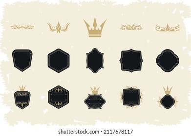 fifteen royal labels set icons