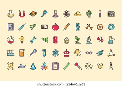 fifteen science study set icons