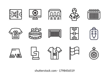 fifteen soccer football sport set icons vector illustration design