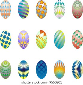 Fifteen vector decorated eggs