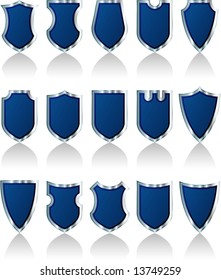 fifteen vector shields in blue with silver frame