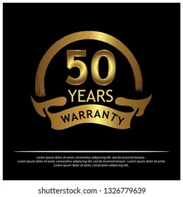 Fifteen Year Warranty Golden Label On Black Background - Vector