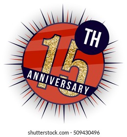 Fifteen years anniversary banner. 15th anniversary logo.