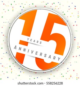 Fifteen years anniversary banner. 15th anniversary logo. Vector illustration.