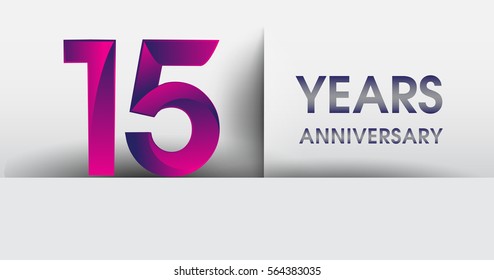 fifteen years Anniversary celebration logo, flat design isolated on white background, vector elements for banner, invitation card for 15th birthday party